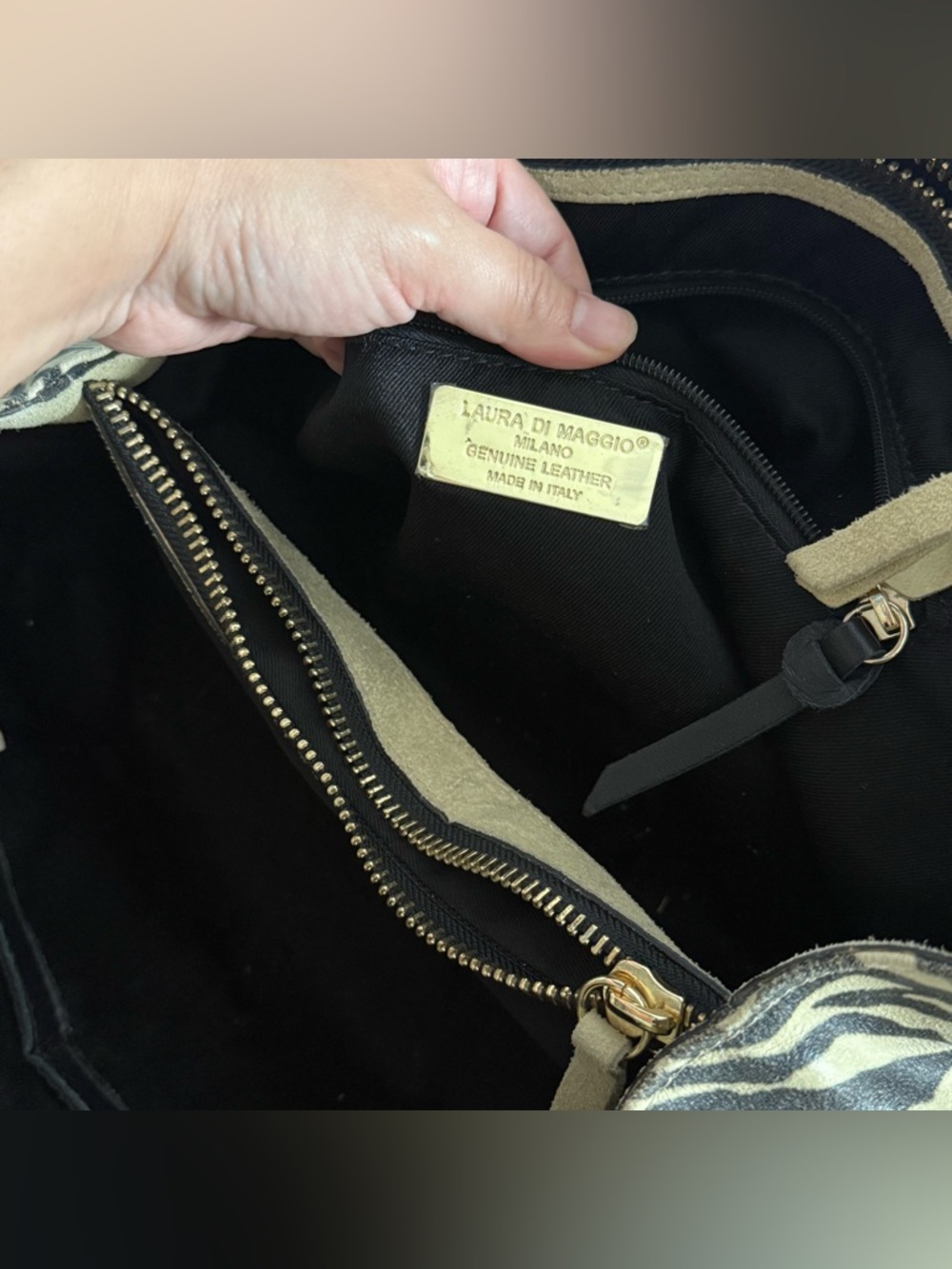 Y2K Style Laura Di Maggio Milano Genuine Leather Zebra Animal Print Purse - Picture 6 of 7